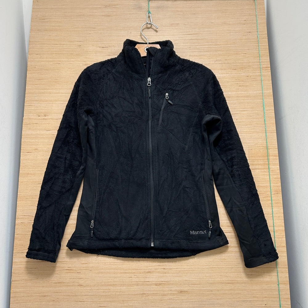 Marmot Womens Black High Pile Fuzzy Fleece Full Zip Jacket Small 7369